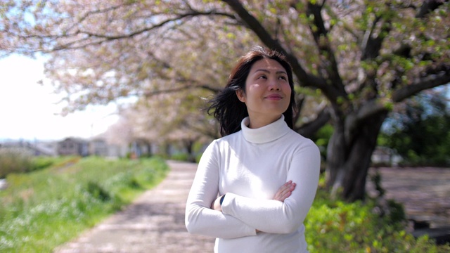 女人在日本的春天与樱花快乐视频下载