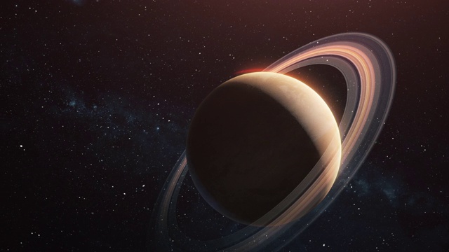 土星在外太空对抗恒星和银河系视频下载