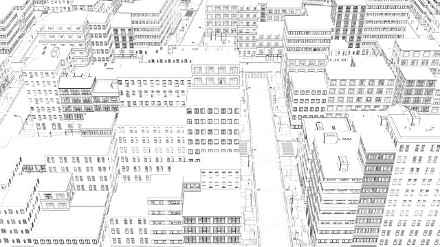 3d城市插图上的白色背景。抽象的城市建筑天际线。现代城市景观。大都市的背景。白色的孤立的背景。现代城市景观。城市的轮廓。4 k视频下载
