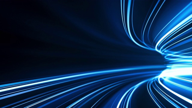 蓝色高速光条纹背景-抽象，数据传输，带宽-可循环视频下载