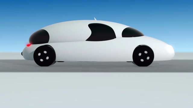 3D动画未来的汽车在道路环路侧的轮廓视频下载
