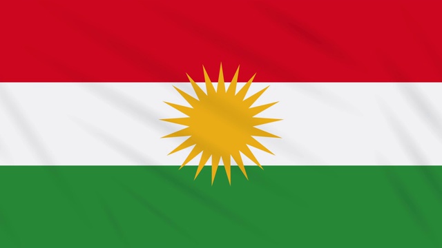 库尔德斯坦旗帜摆动布，理想的背景，环视频素材