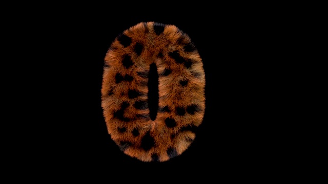 豹毛动画毛茸茸的字母0视频素材