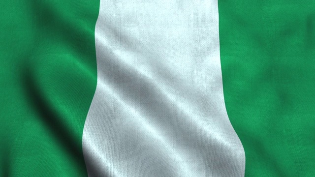 尼日利亚国旗在风中飘扬。尼日利亚联邦共和国国旗视频下载