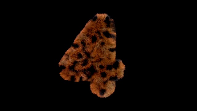 豹毛动画毛茸茸的字母4视频素材