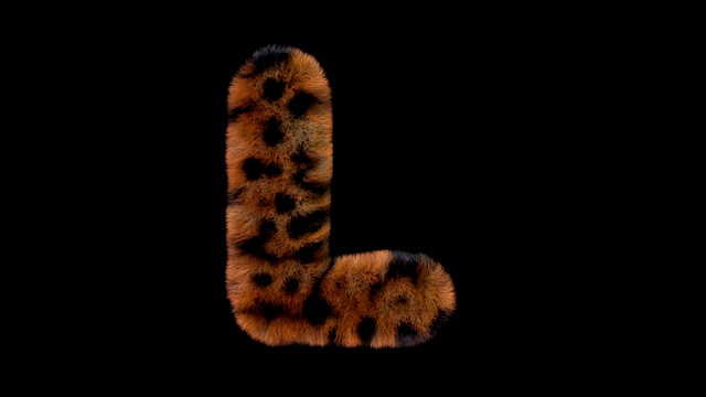 豹毛动画毛茸茸字母L视频素材