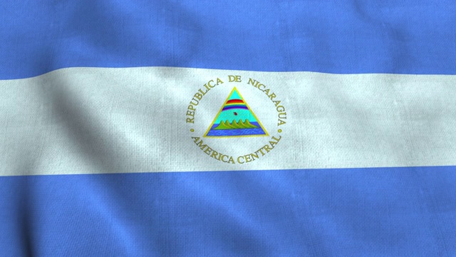 尼加拉瓜国旗在风中飘扬。尼加拉瓜国旗共和国视频下载