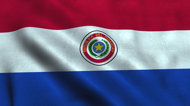 随风飘扬的巴拉圭国旗。巴拉圭国旗共和国视频下载
