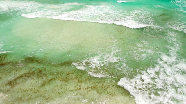 鸟瞰图完美的绿松石水的加勒比海。视频下载