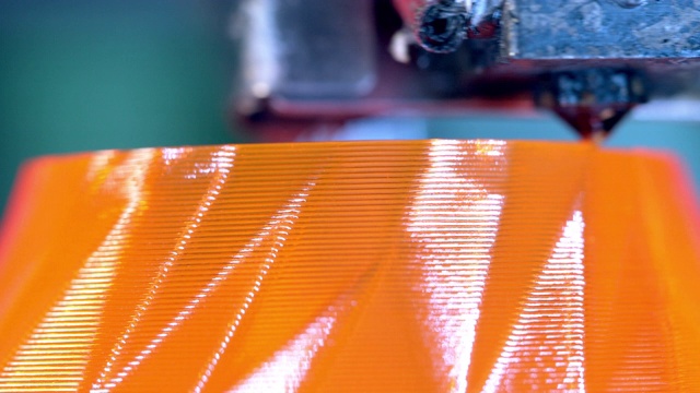 近距离的橙色层打印在3D视频素材