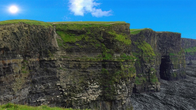莫赫悬崖的近景，克莱尔郡，爱尔兰视频素材