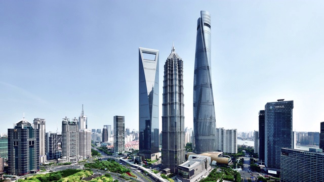 4K:时光流逝，中国，上海地标摩天大楼视频下载