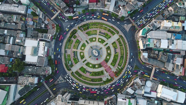曼谷市区交通圈鸟瞰图视频素材
