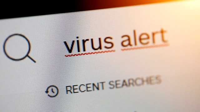 在web浏览器的地址栏或搜索栏上输入病毒警报视频素材