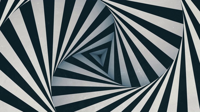 动画催眠隧道与白色和黑色条纹。数字无缝循环动画。3 d渲染。4K，超高清分辨率视频下载