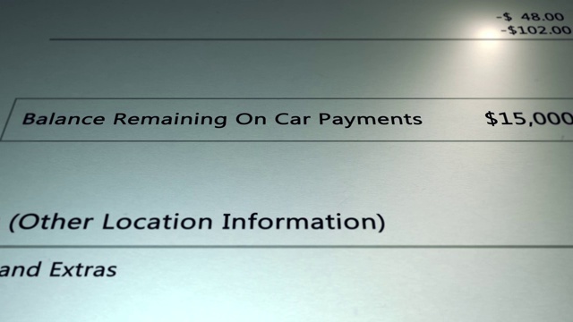 通用贷款-在通用汽车付款的剩余余额-欠的钱-债务的概念视频下载