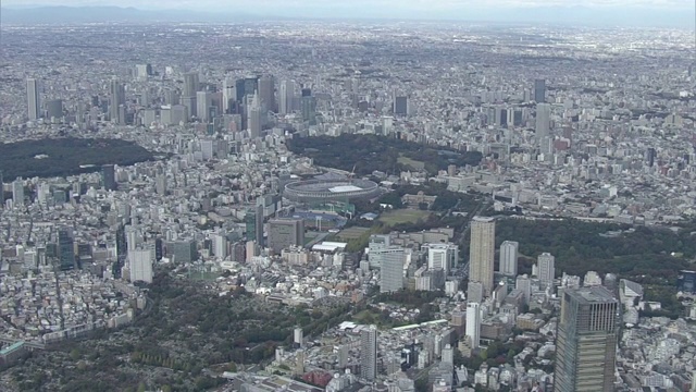 日本东京国家体育场周围的航拍视频素材