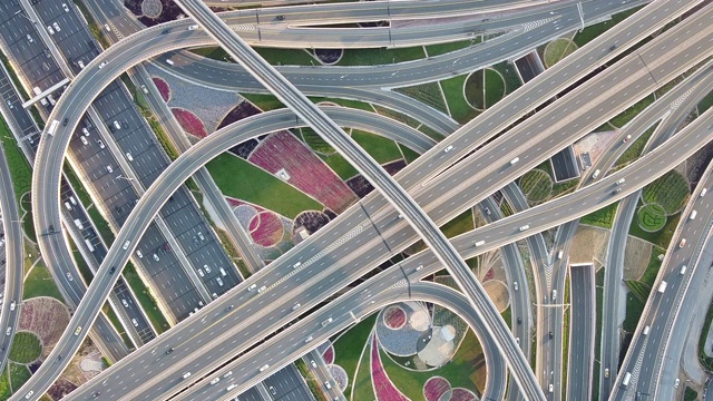 阿联酋迪拜路口无人机视角视频素材