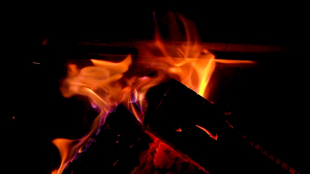 木火在壁炉中燃烧的慢动作视频素材