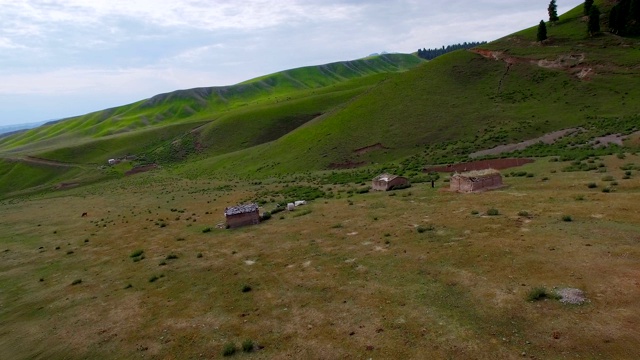 中国新疆天山草原鸟瞰图。视频下载