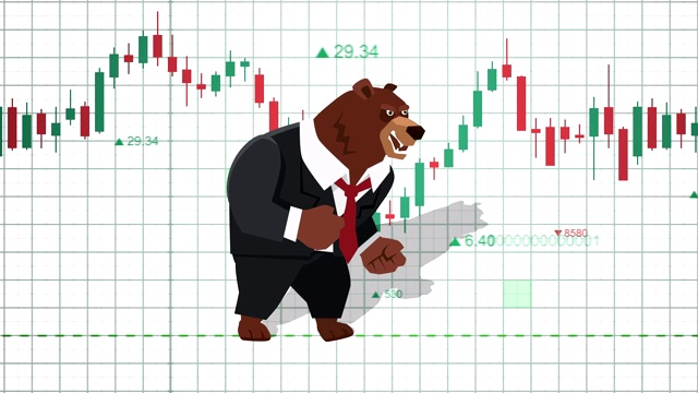 Сartoon熊市金融动画。股票市场交易背景概念视频下载