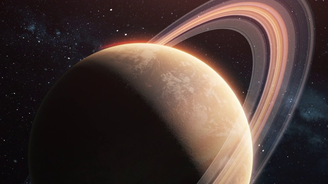土星在外太空对抗恒星和银河系视频购买