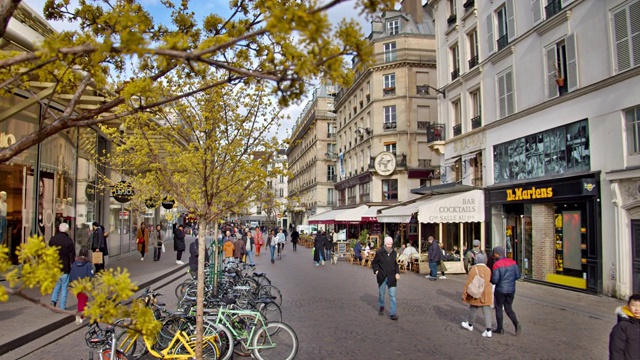 行人步行街。巴黎视频素材