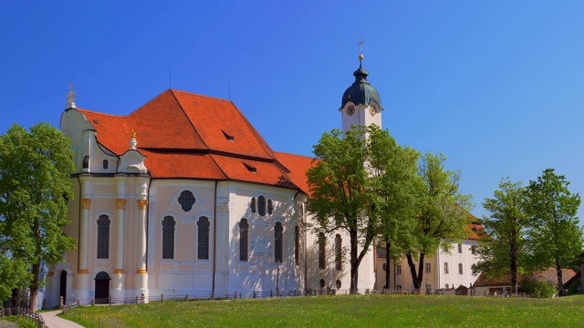Wieskirche朝圣教堂。巴伐利亚,德国视频素材