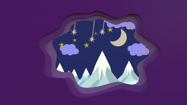 动画动作，在夜晚的高山峻岭中取景。2-8秒就能进入循环视频下载