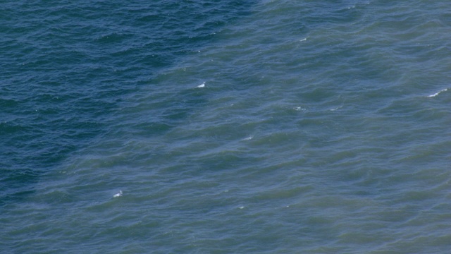 空中缩小拍摄的墨西哥湾，德克萨斯州与河河口。视频素材