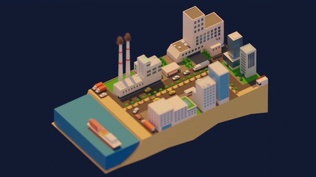 智慧城市、经济与环境城镇运动(3D渲染)视频下载