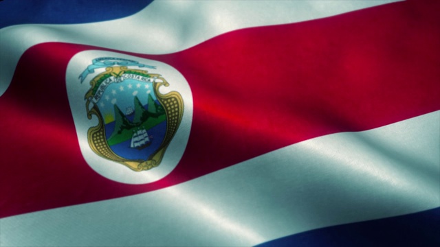 哥斯达黎加国旗迎风飘扬。哥斯达黎加国旗。哥斯达黎加的标志无缝循环动画。4 k视频下载