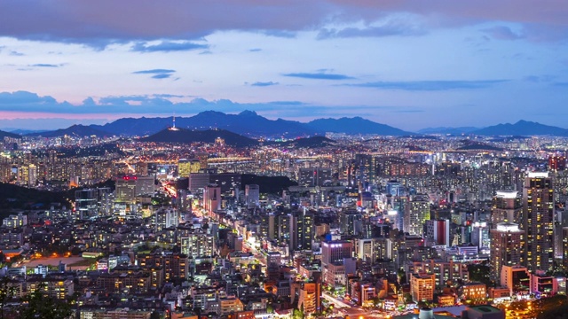 4k韩国首尔城市天际线的时间流逝视频素材