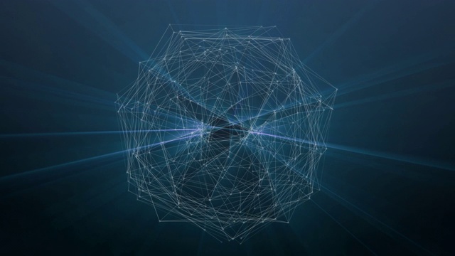 数字几何形状球旋转4K动画背景。视频素材