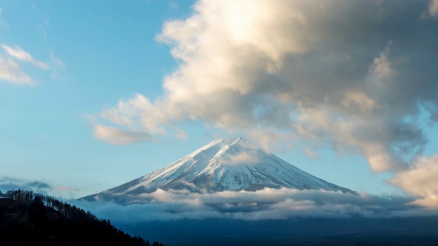 4K延时:在一个无聊的川口湖富士山视频素材