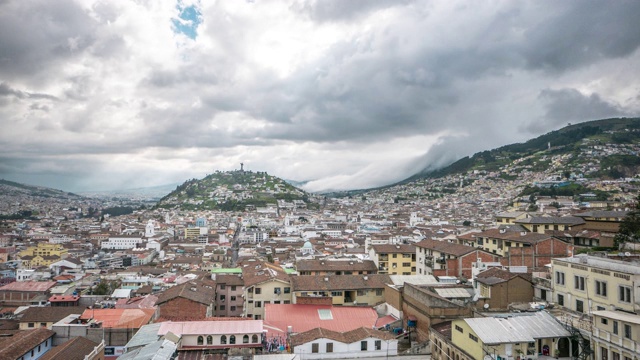 厄瓜多尔基多市顶视图云景时间流逝视频素材