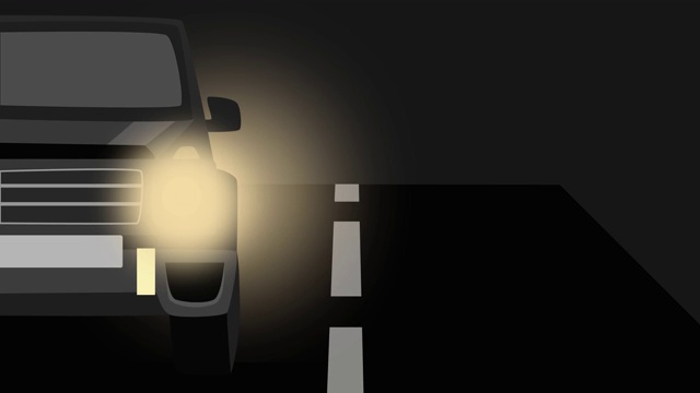 霓虹灯形成大车形状的二维动画。一半的整车打开前灯并在夜间行驶。交通，汽车工业，旅游。视频素材