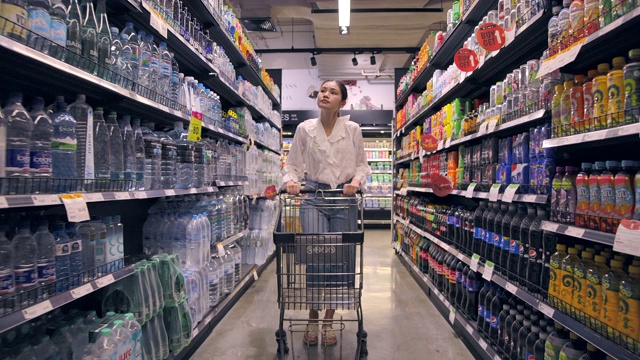 在超市购物的亚洲女人视频素材