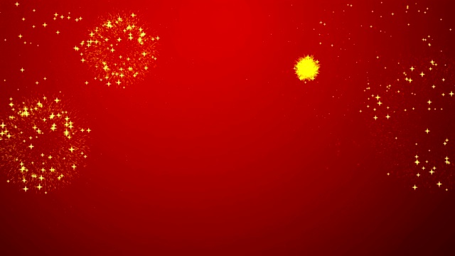 红色背景上的烟花粒子动画。视频素材