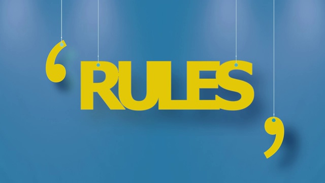 规则文本在黄色悬挂与字符串在蓝色背景4K分辨率视频下载
