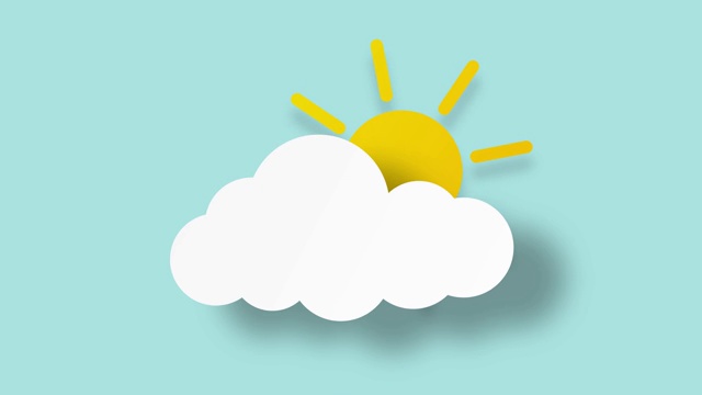 云和太阳图标在白色屏幕上，天气预报，4k视频下载
