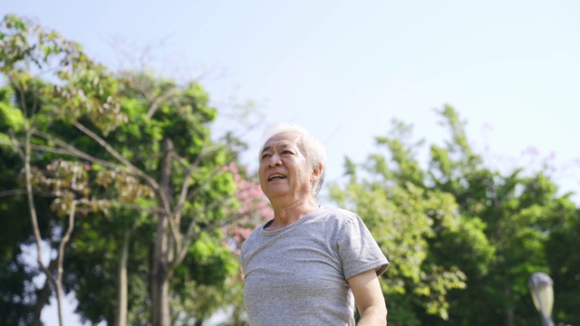 亚洲老人在公园锻炼视频素材