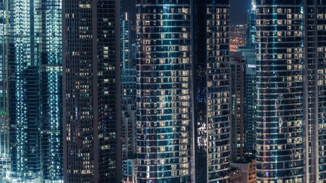 迪拜摩天大楼夜景T/L视频素材