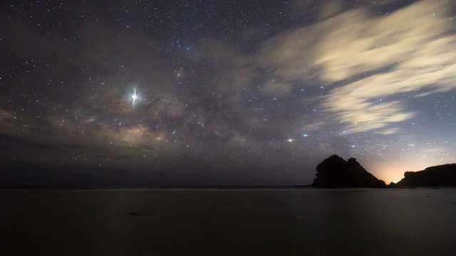 美国北马里亚纳群岛塞班岛的夜空和鸟岛天文台视频素材