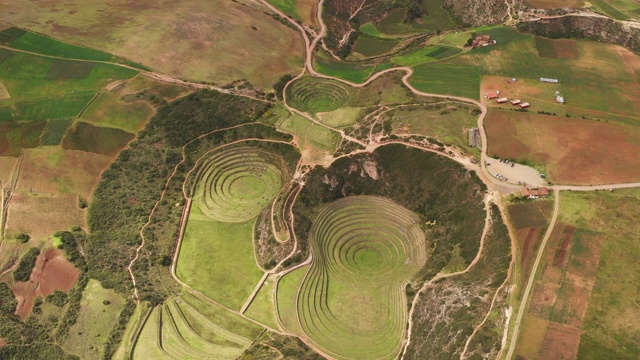 秘鲁马里/库斯科地区的圆形梯田视频素材