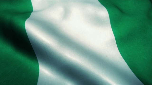 尼日利亚国旗在风中飘扬。尼日利亚国旗。尼日利亚标志无缝循环动画。4 k视频下载
