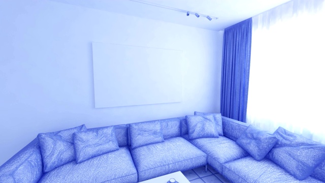 客厅3D动画网格渲染图形室内设计阁楼视频下载