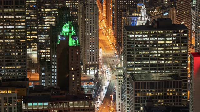 芝加哥城市夜景的时间流逝视频素材