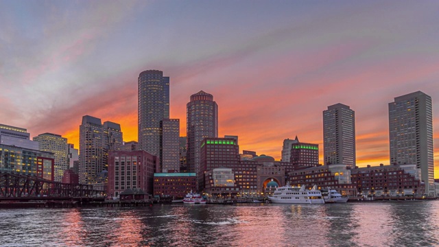 美国波士顿海港城市景观的时间流逝视频素材