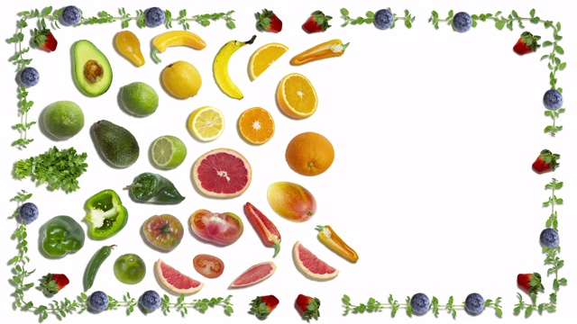 多彩的蔬菜和水果背景视频下载